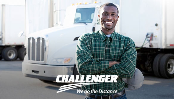 Man in front of semi truck