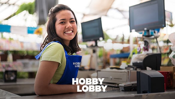 Cashier smiling