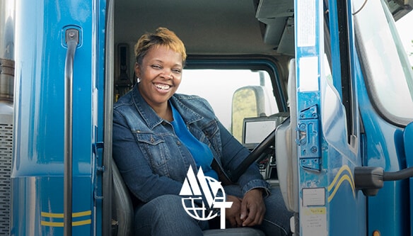 Truck driver smiling
