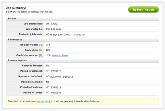 Updates to ZipRecruiter 'My Jobs' Page