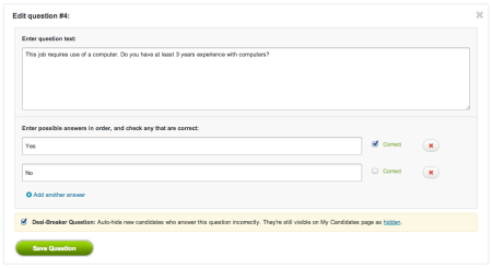 Deal Breaker Questions