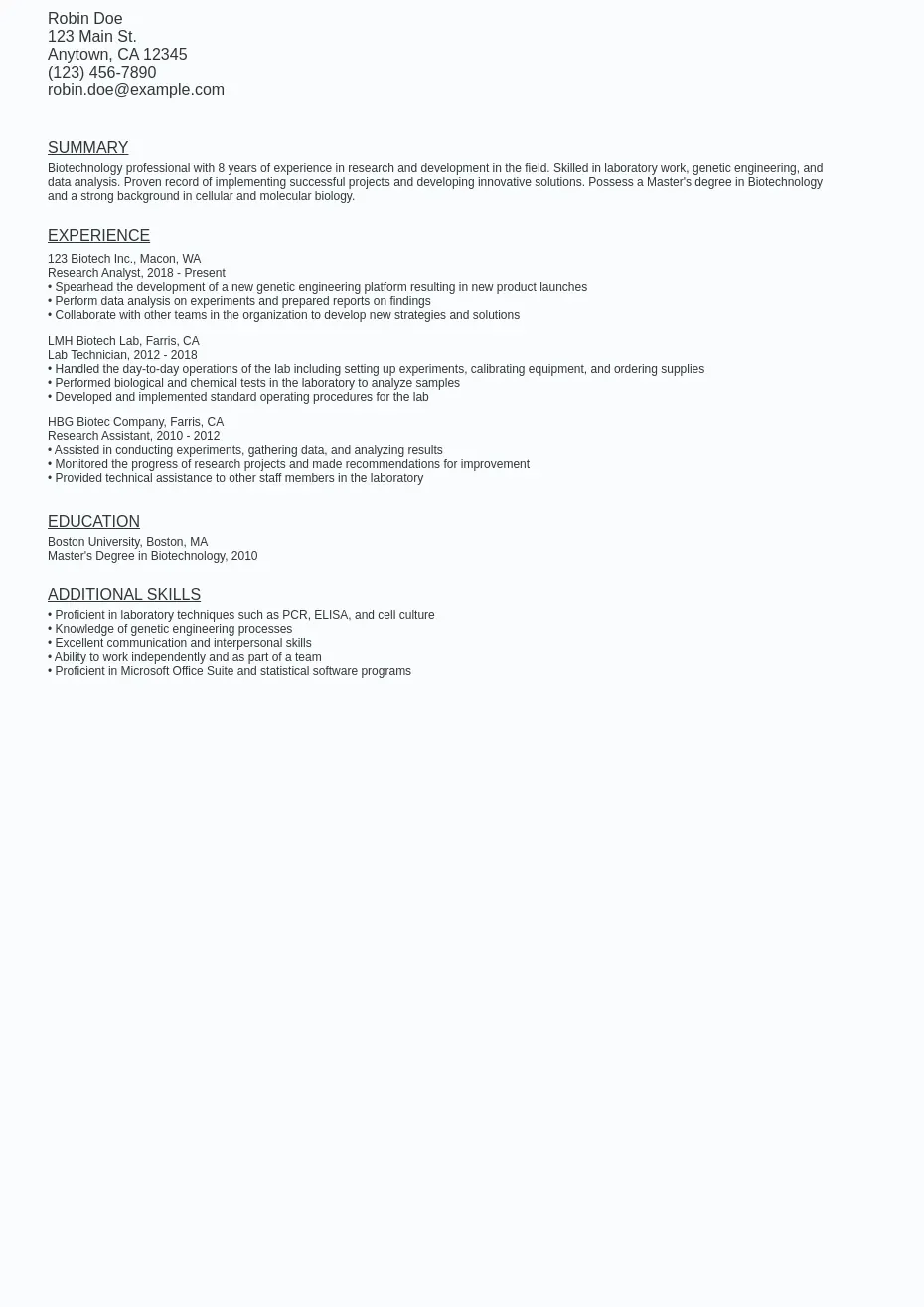 Biotechnology Resume Sample Template - Biotechnology Resume Sample Template (free Download).webp=ws930x1315