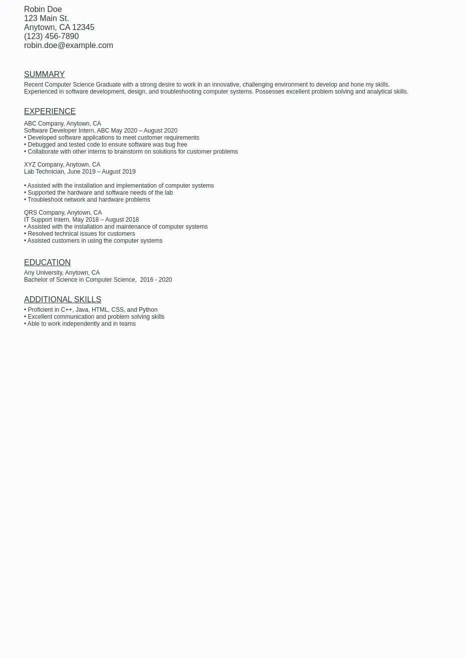 Computer Science Student Resume - Computer Science Student Resume Sample Template (free).webp=ws930x1315