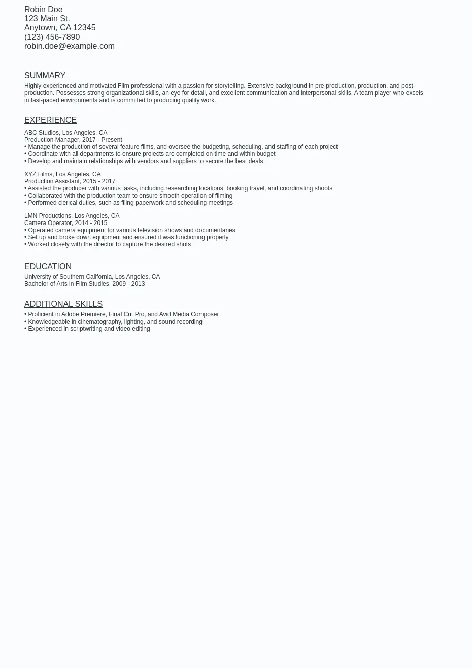 Film Resume Sample Template Free - Film Resume Sample Template (free Download).webp=ws930x1315