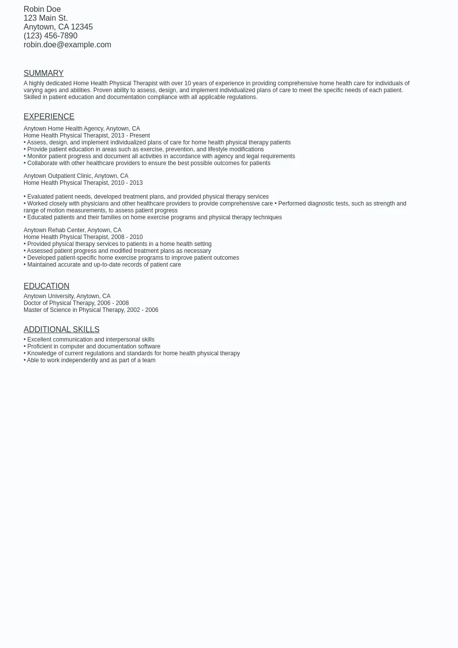 Home Health Physical Therapist - Home Health Physical Therapist Resume Sample Template (free).webp=ws930x1315