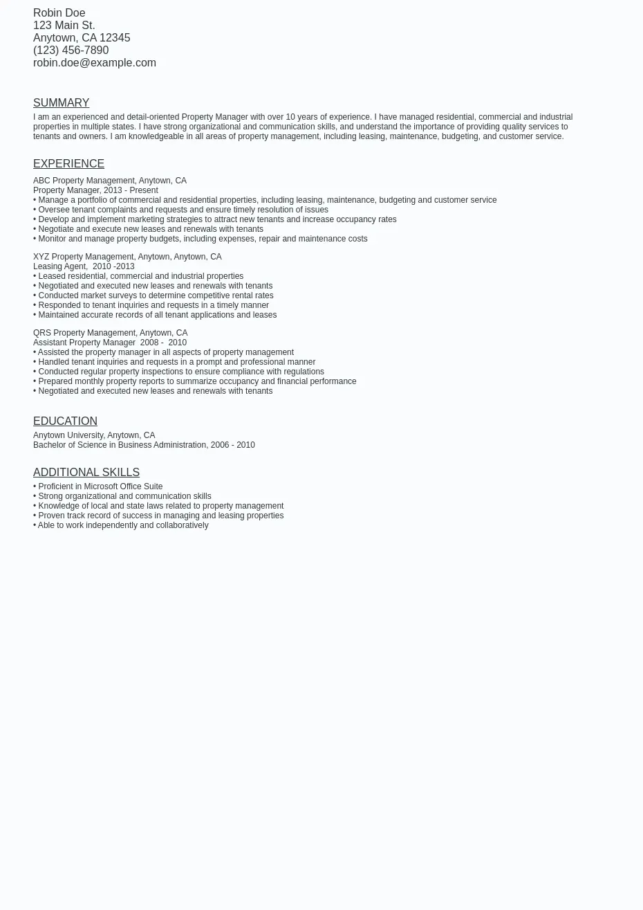 Property Manager Resume Sample - Property Manager Resume Sample Template (free Download).webp=ws930x1315