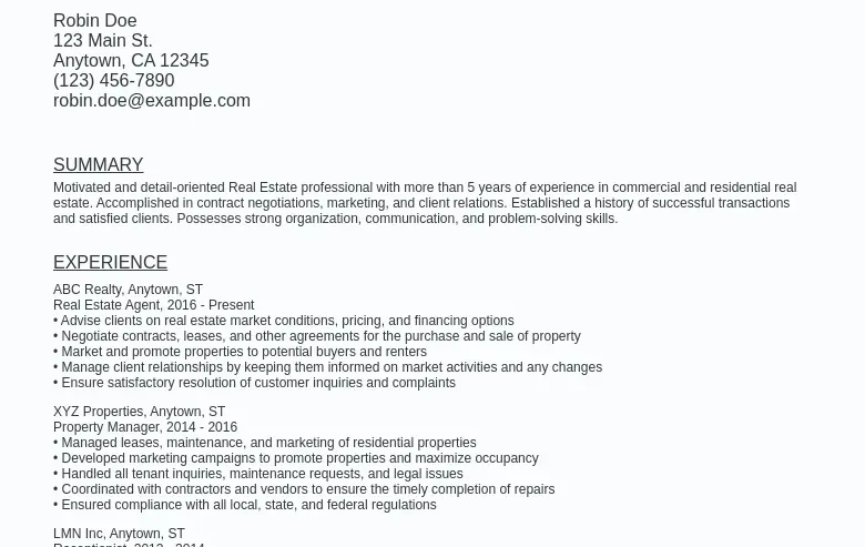 Real Estate Resume Sample Template - Real Estate Resume Sample Template (free Download).webp=ws930x1315