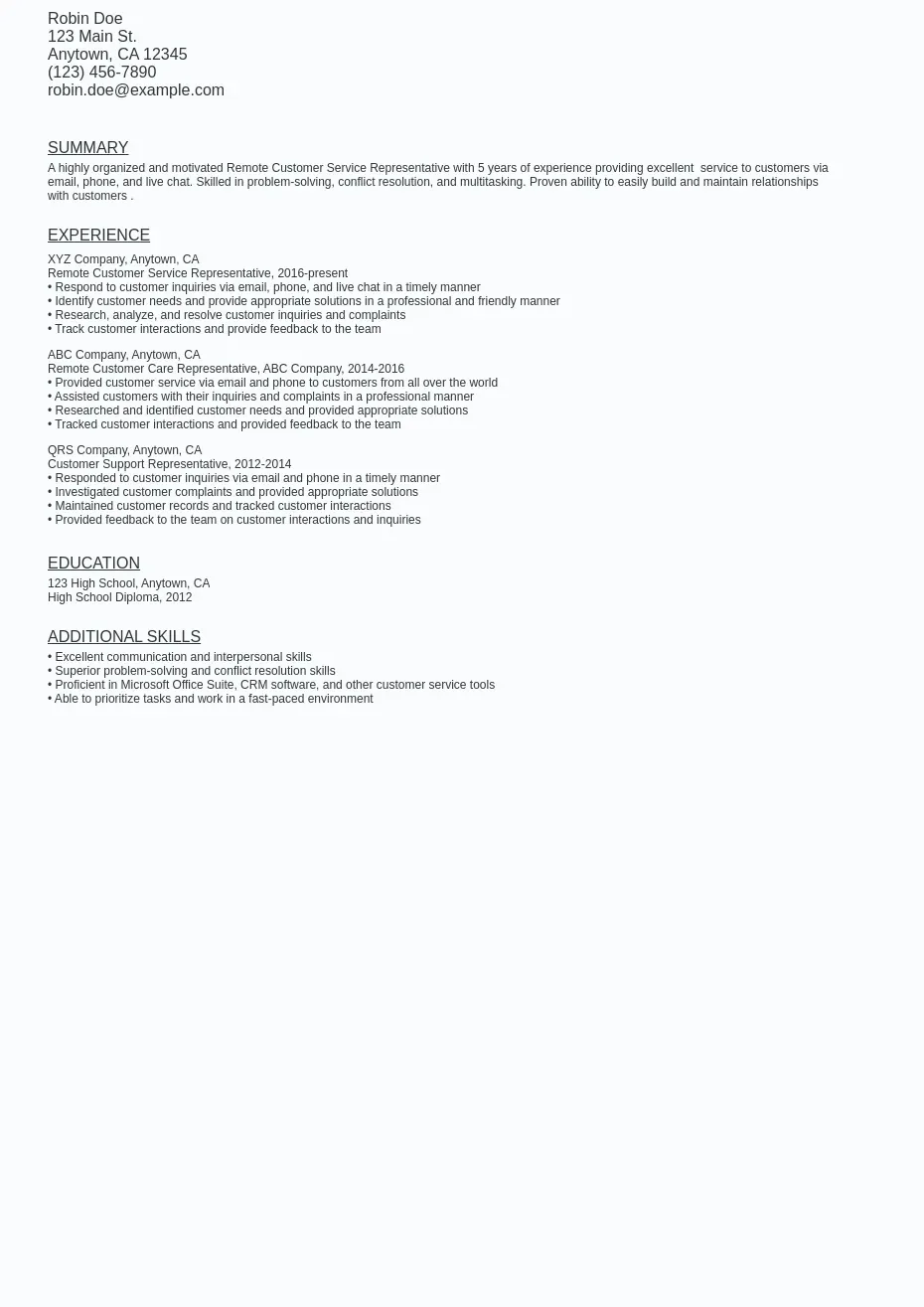Remoate Customer Service Representative - Remoate Customer Service Representative Free Resume Template.webp=ws930x1315