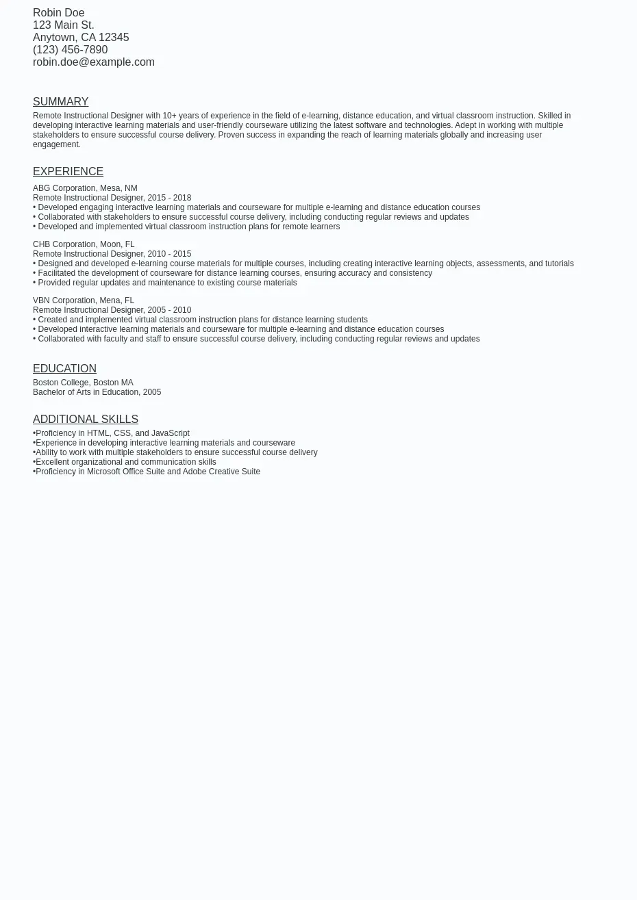 Remote Instructional Designer Resume - Remote Instructional Designer Resume Sample Template (free).webp=ws930x1315