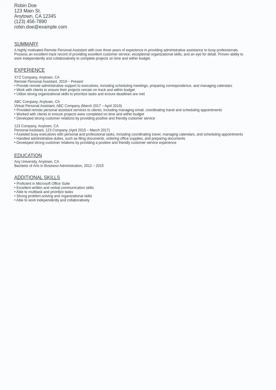 Remote Personal Assistant Resume - Remote Personal Assistant Resume Sample Template (free).webp=ws930x1315