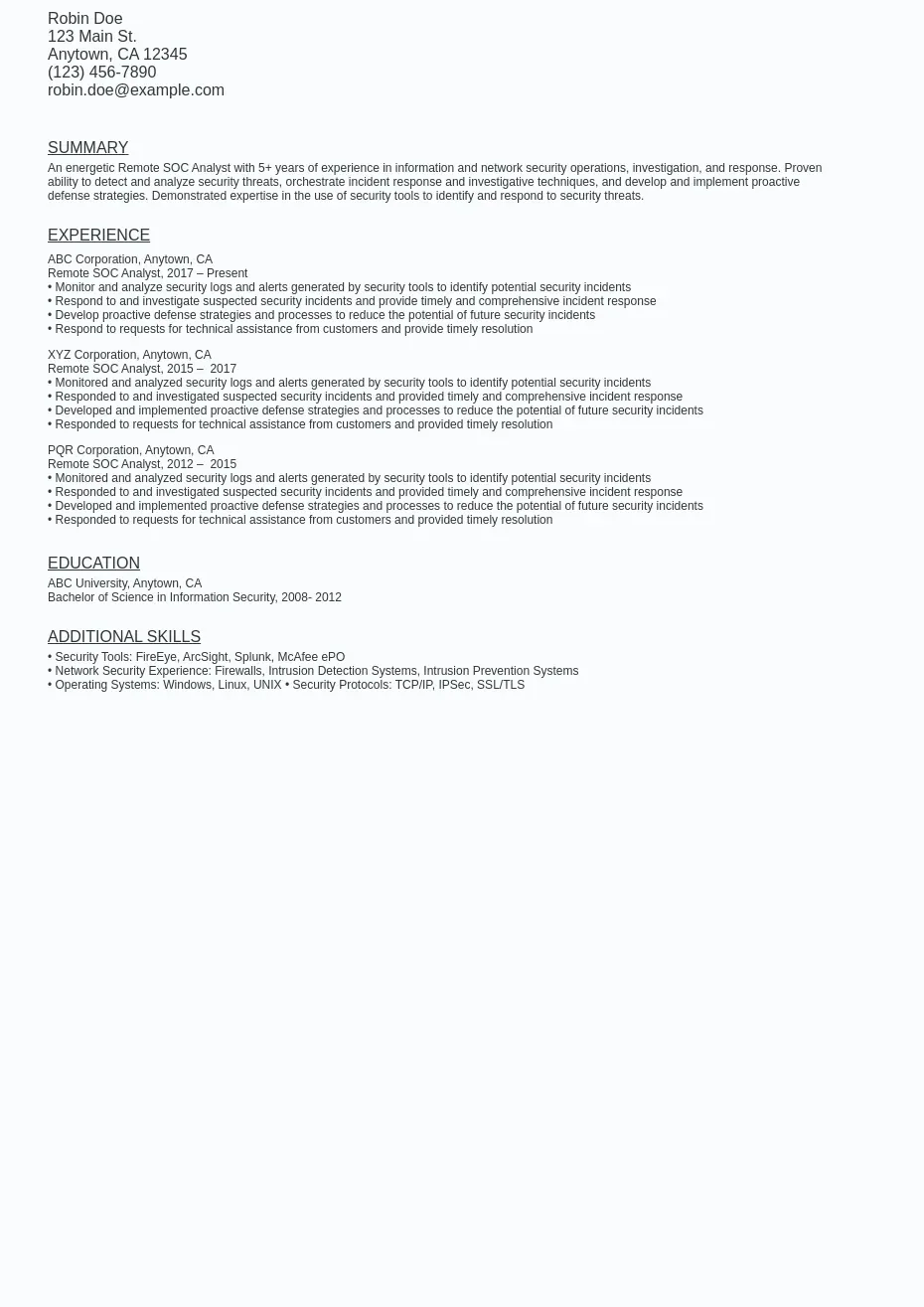 Remote Security Operations Center - Remote Security Operations Center Soc Analyst Resume Sample.webp=ws930x1315
