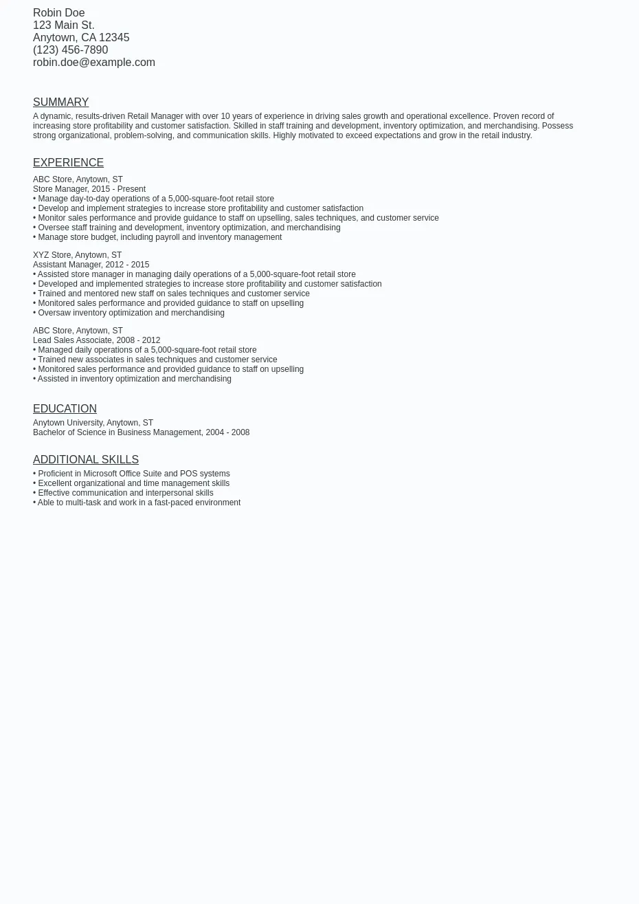 Retail Manager Resume Sample Template - Retail Manager Resume Sample Template (free Download).webp=ws930x1315