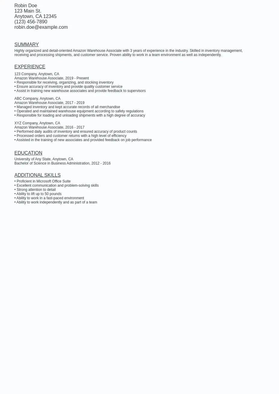 Warehouse Associate Resume Sample - Warehouse Associate Resume Sample Template (free Download).webp=ws930x1315