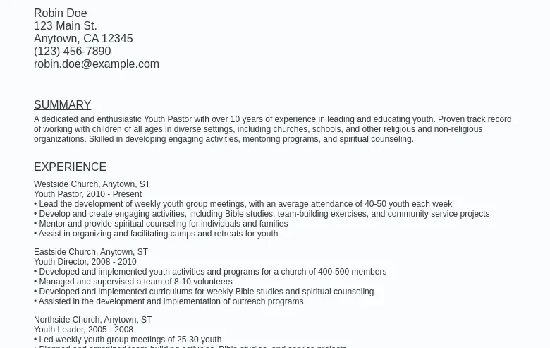 Youth Pastor Resume Sample Template - Youth Pastor Resume Sample Template (free Download).webp=ws930x1315