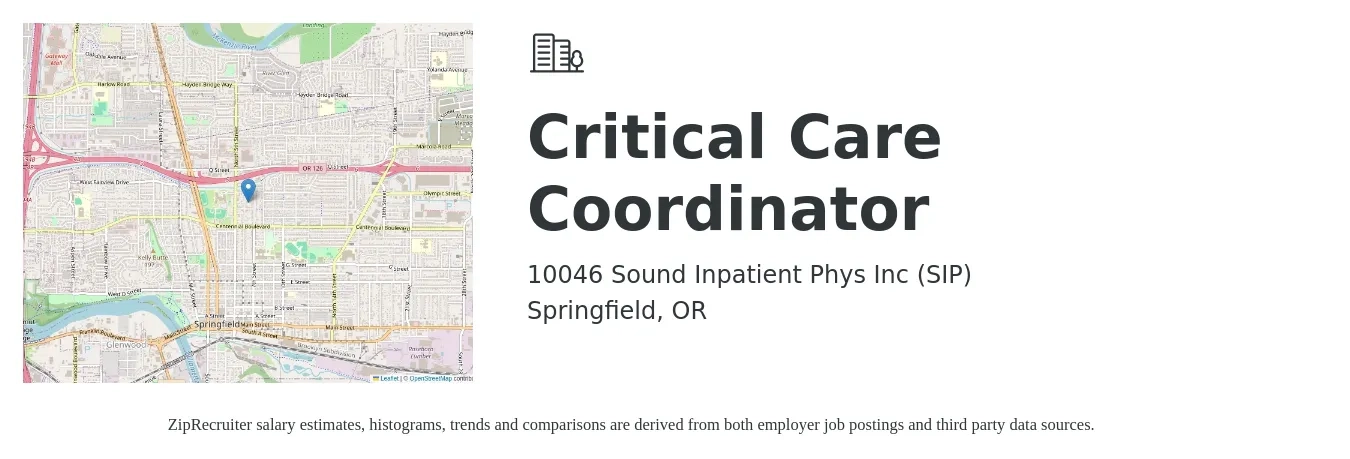 10046 Sound Inpatient Phys Inc (SIP) job posting for a Critical Care Coordinator in Springfield, OR with a salary of $19 to $28 Hourly with a map of Springfield location.