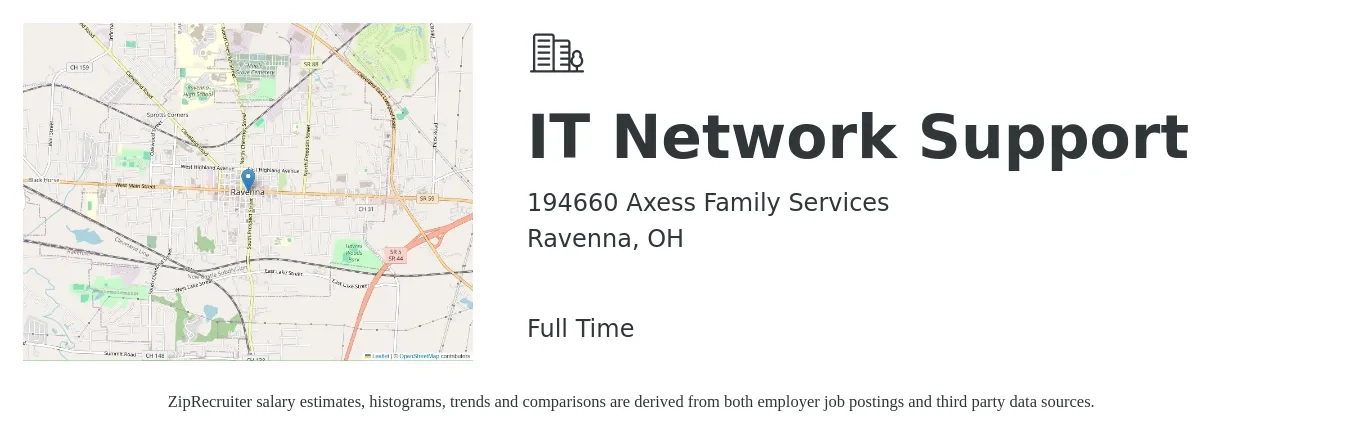 194660 Axess Family Services job posting for a IT Network Support in Ravenna, OH with a salary of $22 to $27 Hourly with a map of Ravenna location.