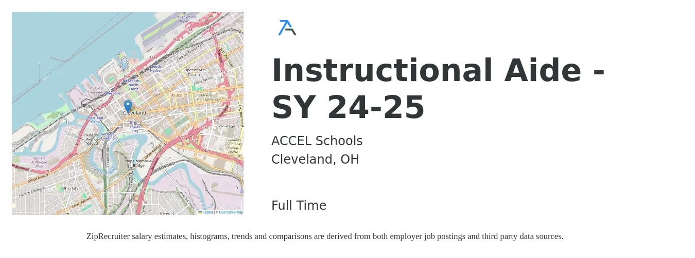 ACCEL Schools job posting for a Instructional Aide - SY 24-25 in Cleveland, OH with a salary of $14 to $19 Hourly with a map of Cleveland location.