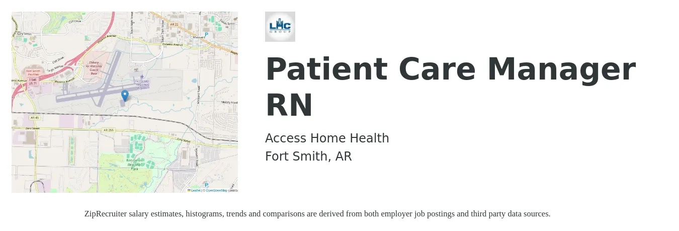 Access Home Health job posting for a Patient Care Manager - RN in Fort Smith, AR with a salary of $32 to $45 Hourly with a map of Fort Smith location.