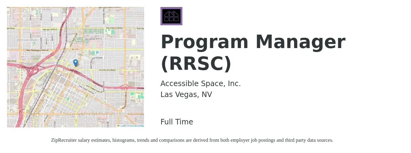 Accessible Space, Inc. job posting for a Program Manager (RRSC) in Las Vegas, NV with a salary of $79,900 to $133,200 Yearly with a map of Las Vegas location.