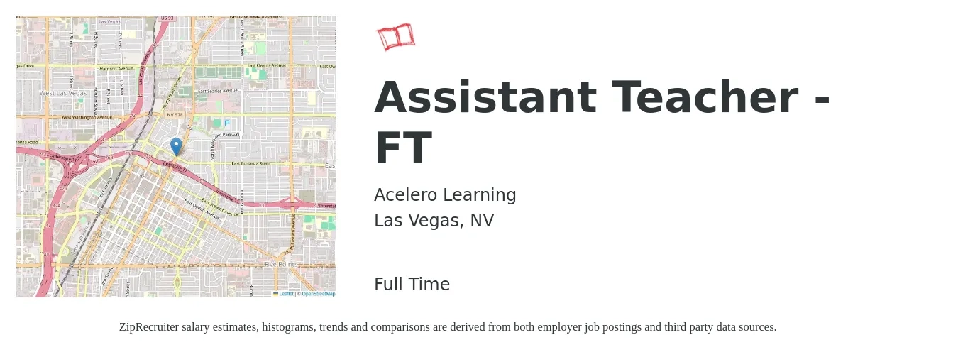 Acelero Learning job posting for a Assistant Teacher - FT in Las Vegas, NV with a salary of $13 to $17 Hourly with a map of Las Vegas location.
