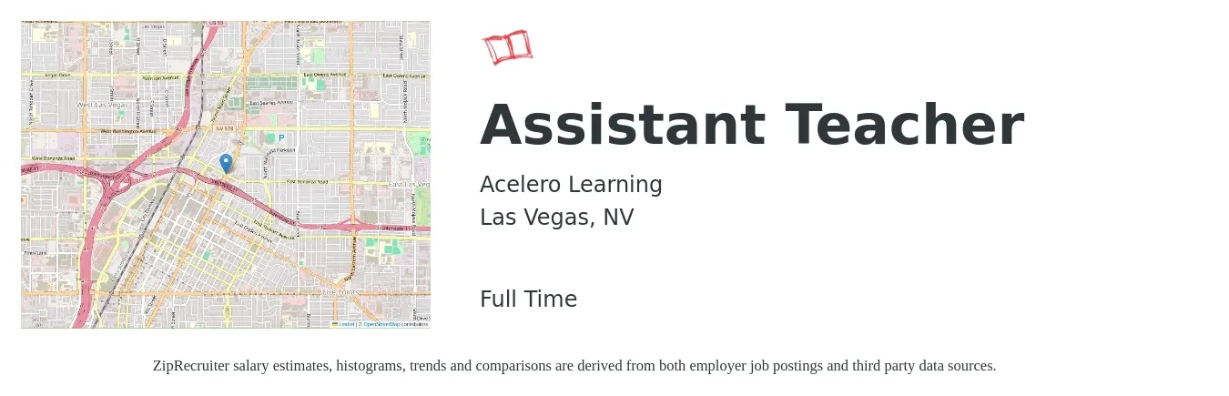 Acelero Learning job posting for a Assistant Teacher in Las Vegas, NV with a salary of $13 to $17 Hourly with a map of Las Vegas location.