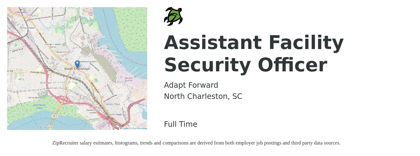 Adapt Forward job posting for a Assistant Facility Security Officer in North Charleston, SC with a salary of $16 to $29 Hourly with a map of North Charleston location.