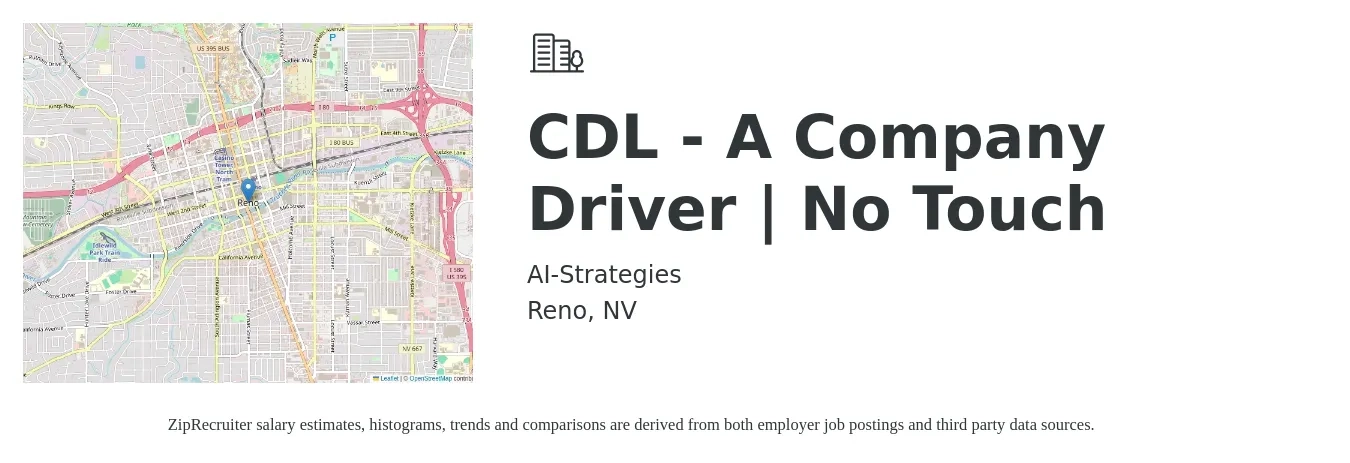 AI-Strategies job posting for a CDL - A Company Driver | No Touch in Reno, NV with a salary of $1,800 Weekly with a map of Reno location.