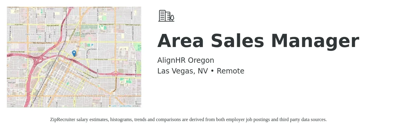 AlignHR Oregon job posting for a Area Sales Manager in Las Vegas, NV with a salary of $75,000 Yearly with a map of Las Vegas location.