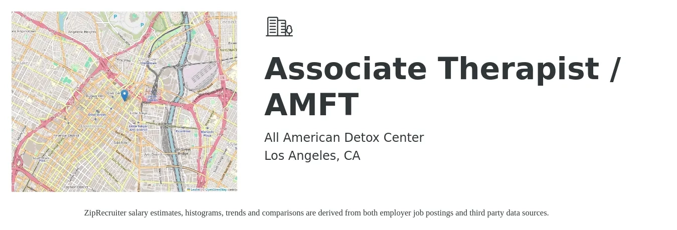 All American Detox Center job posting for a Associate Therapist / AMFT in Los Angeles, CA with a salary of $35 Hourly with a map of Los Angeles location.