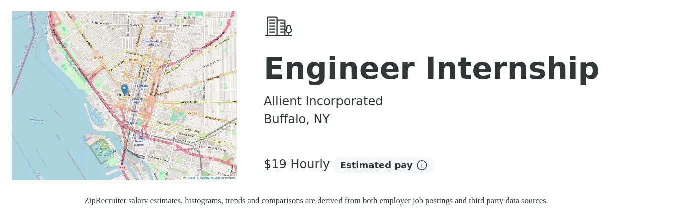 Allient Incorporated job posting for a Engineer Internship in Buffalo, NY with a salary of $20 Hourly with a map of Buffalo location.