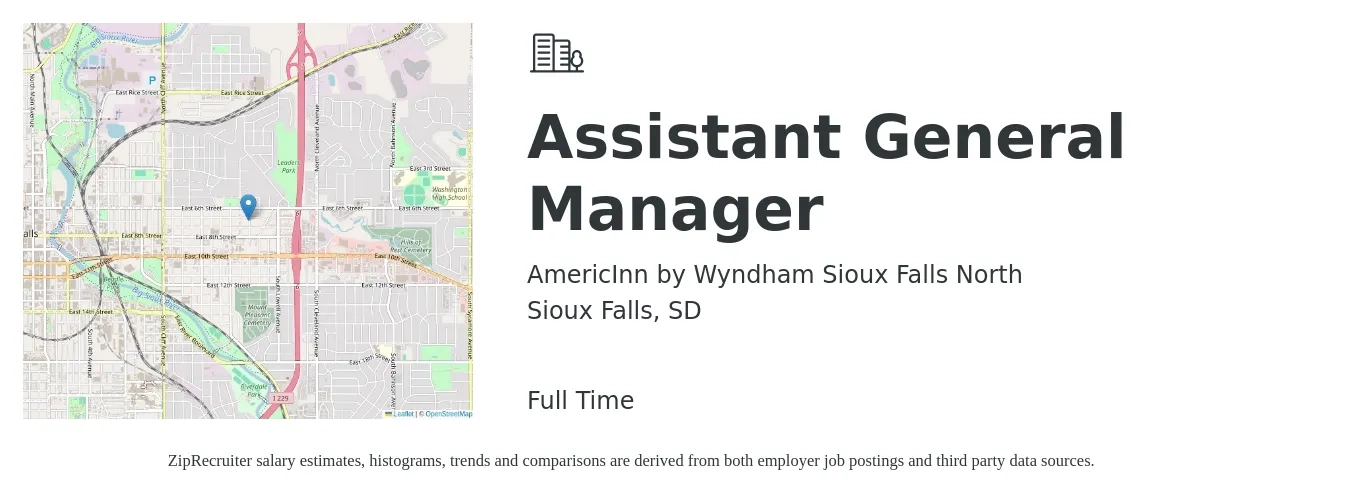 AmericInn by Wyndham Sioux Falls North job posting for a Assistant General Manager in Sioux Falls, SD with a salary of $16 to $25 Hourly with a map of Sioux Falls location.