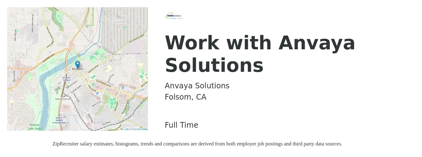 Anvaya Solutions job posting for a Work with Anvaya Solutions in Folsom, CA with a salary of $63 to $84 Hourly with a map of Folsom location.