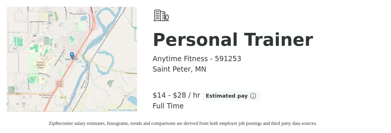 Anytime Fitness - 591253 job posting for a Personal Trainer in Saint Peter, MN with a salary of $15 to $30 Hourly with a map of Saint Peter location.