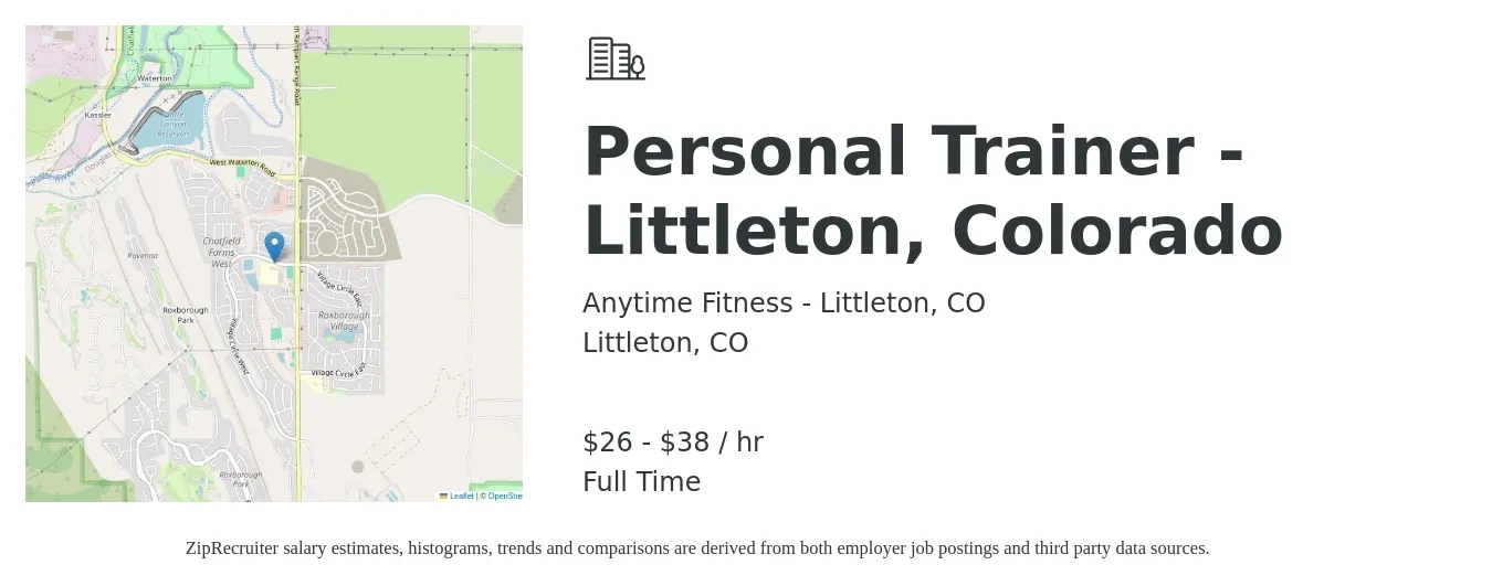 Anytime Fitness - Littleton, CO job posting for a Personal Trainer - Littleton, Colorado in Littleton, CO with a salary of $28 to $40 Hourly with a map of Littleton location.