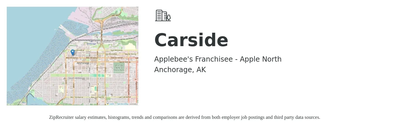 Applebee's Franchisee - Apple North job posting for a Carside in Anchorage, AK with a salary of $13 to $17 Hourly with a map of Anchorage location.