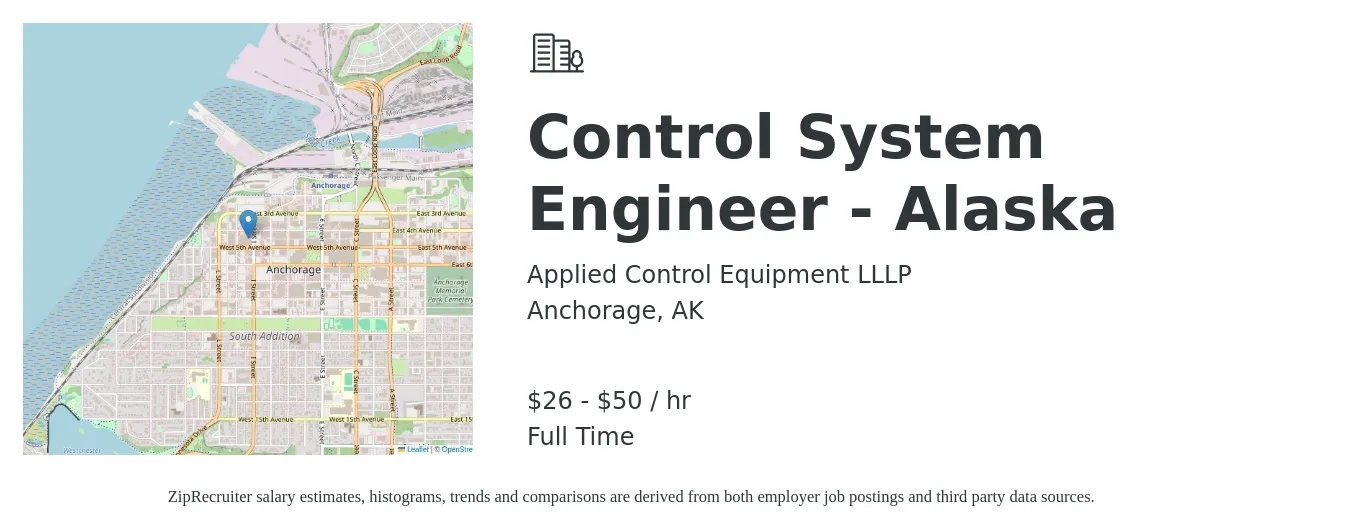 Applied Control Equipment LLLP job posting for a Control System Engineer - Alaska in Anchorage, AK with a salary of $28 to $53 Hourly with a map of Anchorage location.