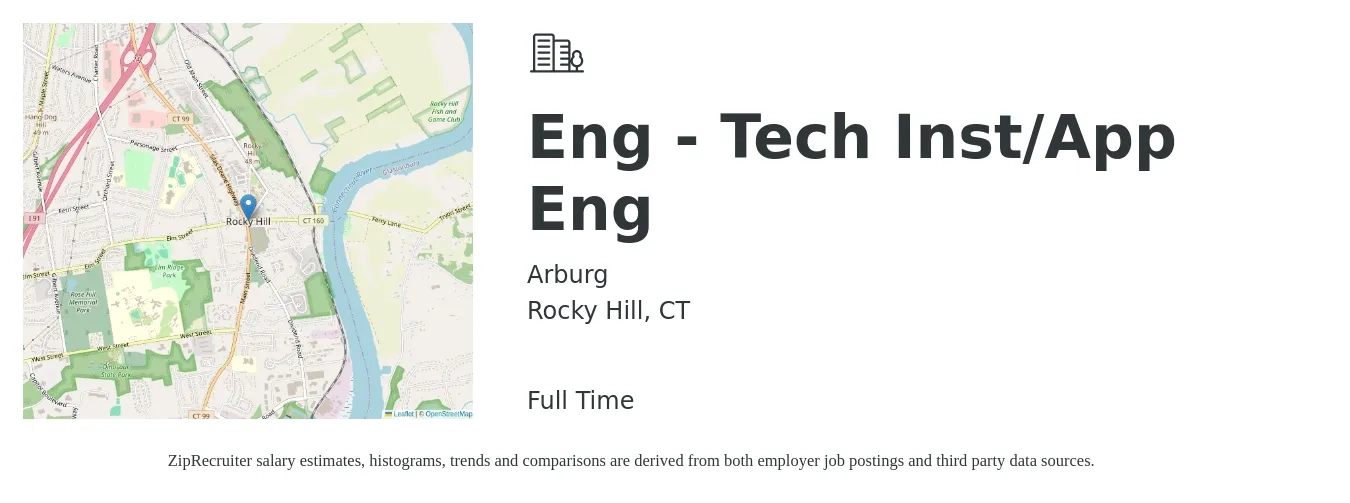 Arburg job posting for a Eng - Tech Inst/App Eng in Rocky Hill, CT with a salary of $18 to $28 Hourly with a map of Rocky Hill location.