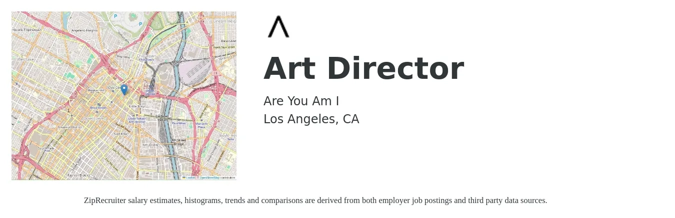 Are You Am I job posting for a Art Director in Los Angeles, CA with a salary of $130,400 to $136,900 Yearly with a map of Los Angeles location.