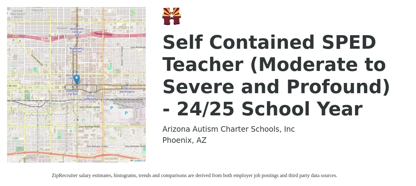 Arizona Autism Charter Schools, Inc job posting for a Self Contained SPED Teacher (Moderate to Severe and Profound) - 24/25 School Year in Phoenix, AZ with a salary of $52,000 Yearly with a map of Phoenix location.