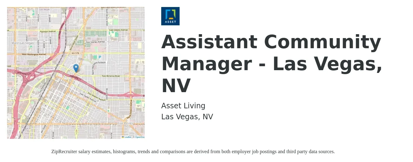 Asset Living job posting for a Assistant Community Manager - Las Vegas, NV in Las Vegas, NV with a salary of $18 to $22 Hourly with a map of Las Vegas location.