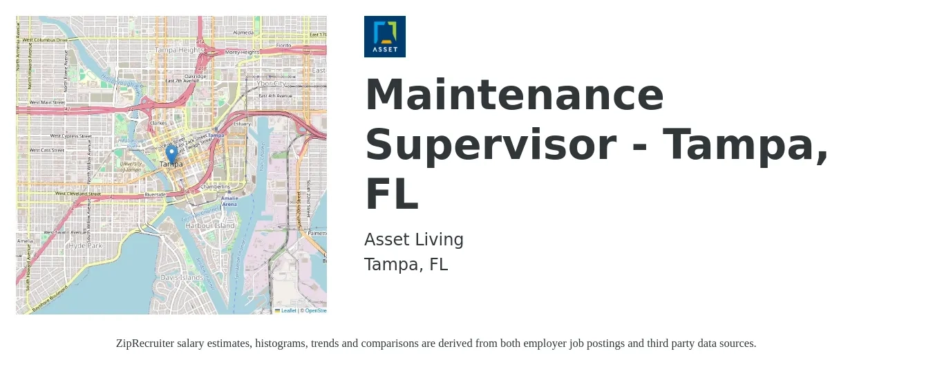 Asset Living job posting for a Maintenance Supervisor - Tampa, FL in Tampa, FL with a salary of $23 to $38 Hourly with a map of Tampa location.