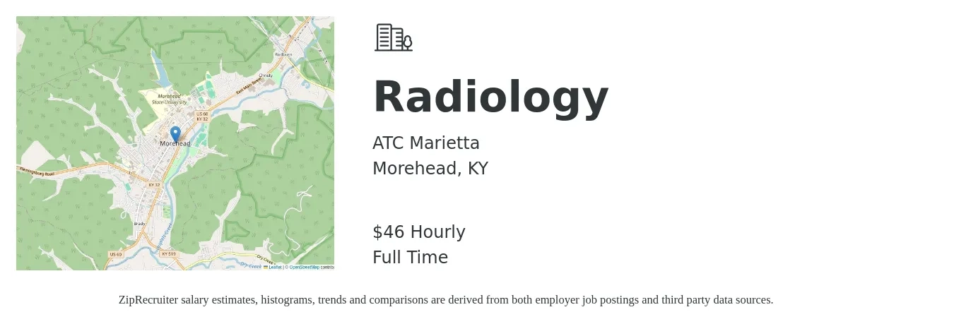 ATC Marietta job posting for a Radiology in Morehead, KY with a salary of $48 Hourly with a map of Morehead location.