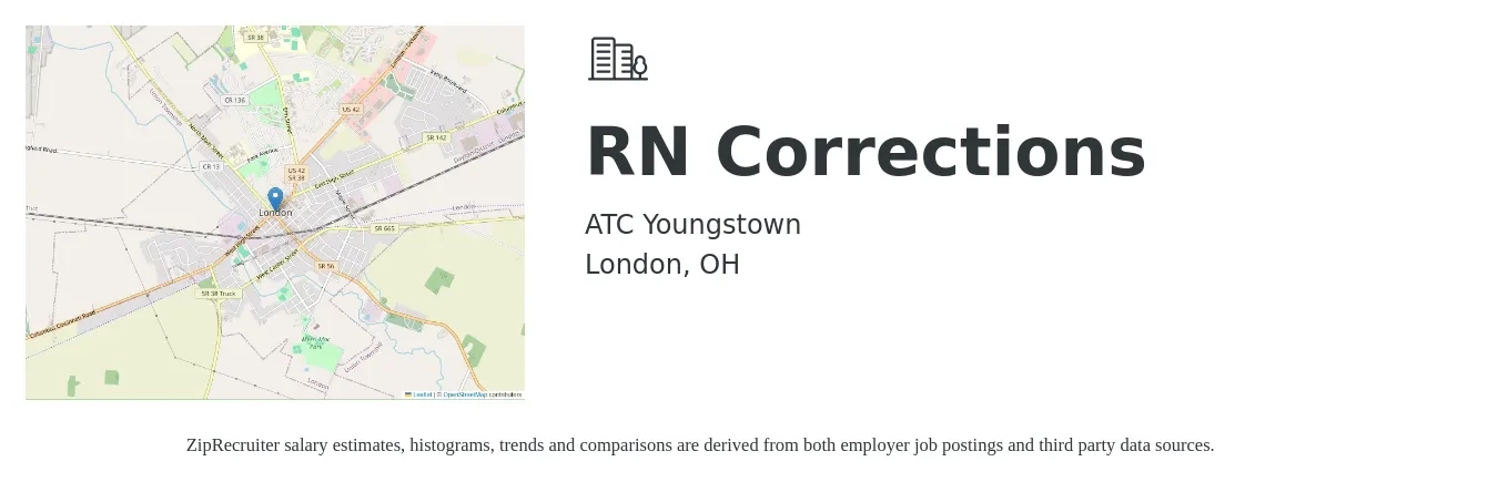 ATC Youngstown job posting for a RN Corrections in London, OH with a salary of $2,120 Weekly with a map of London location.