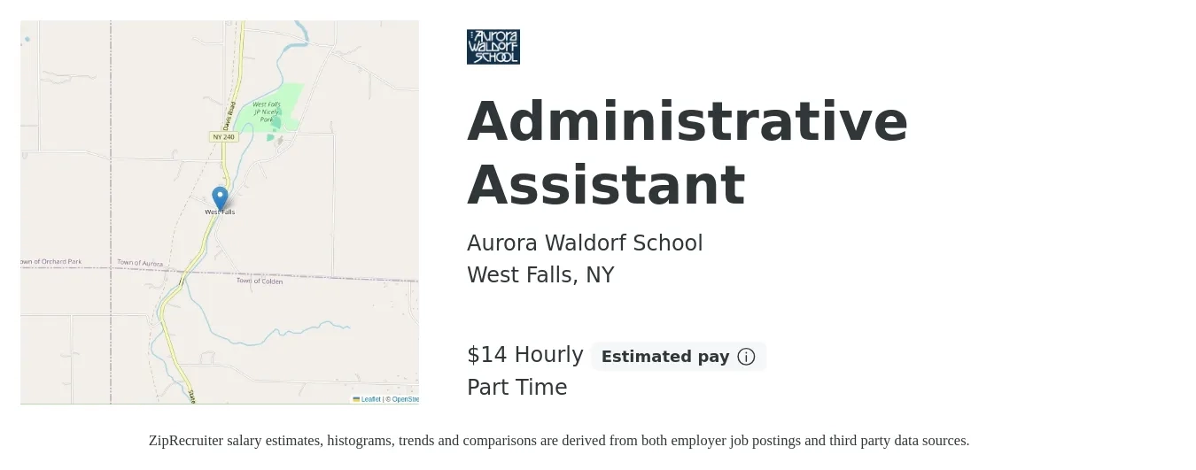 Aurora Waldorf School job posting for a Administrative Assistant in West Falls, NY with a salary of $15 Hourly with a map of West Falls location.
