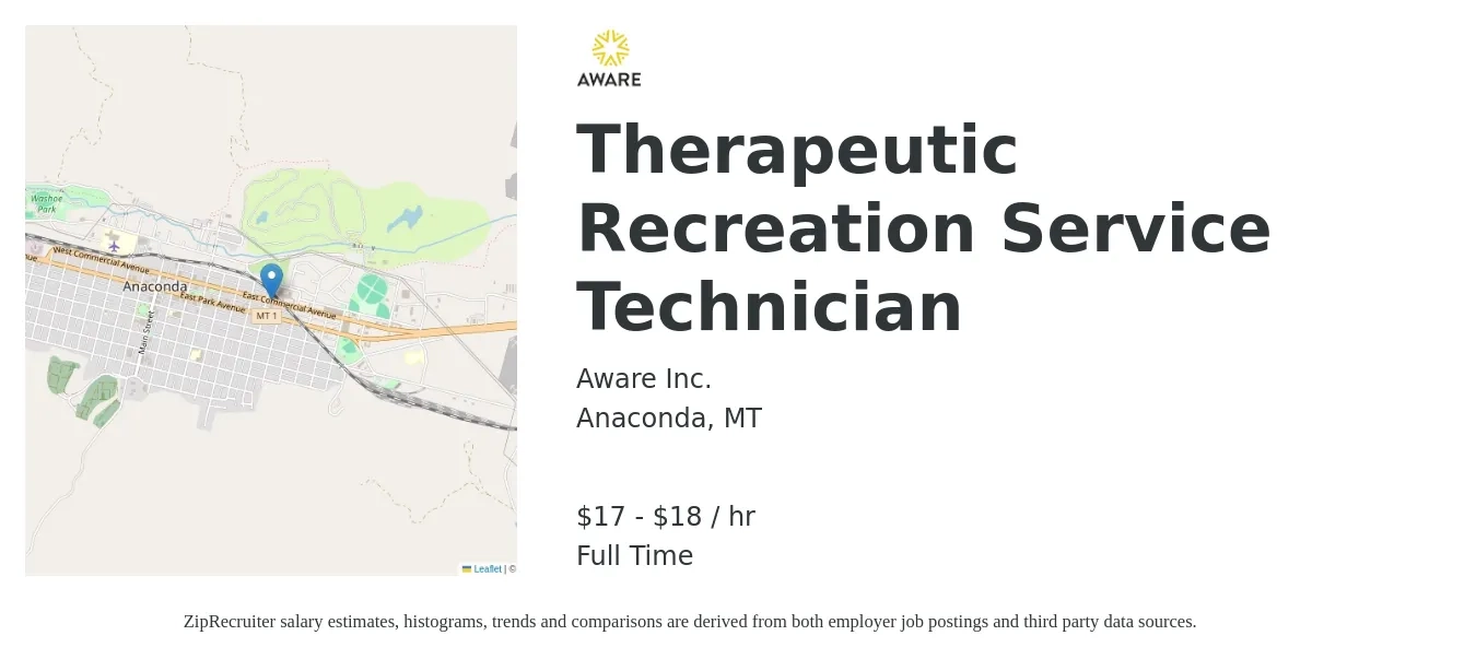 Aware Therapeutic Recreation Service Technician Job Anaconda
