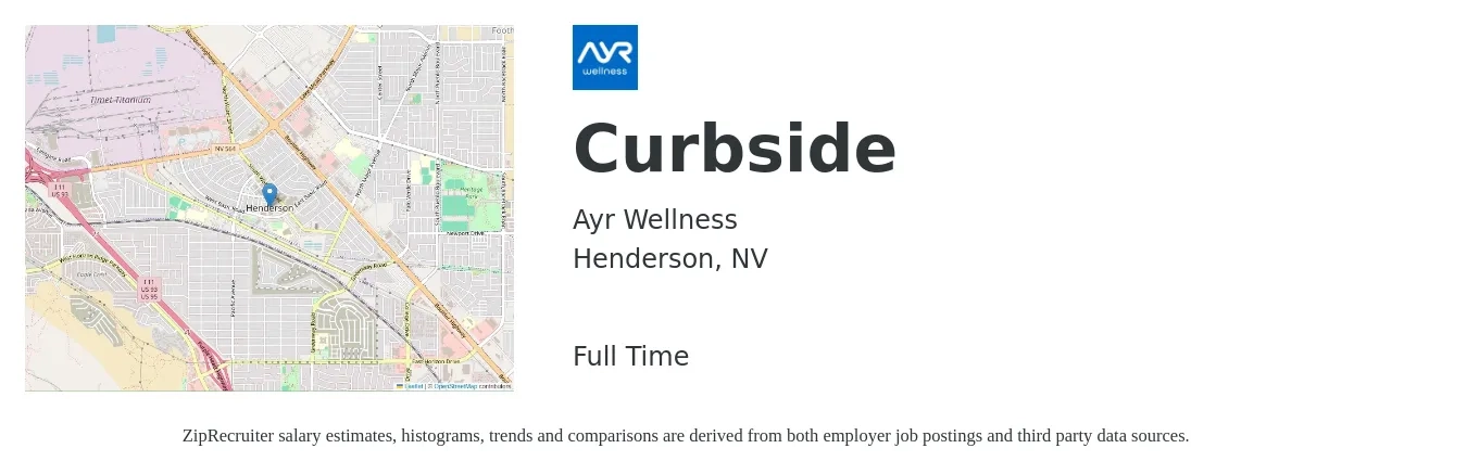 Ayr Wellness job posting for a Curbside in Henderson, NV with a salary of $17 to $26 Hourly with a map of Henderson location.