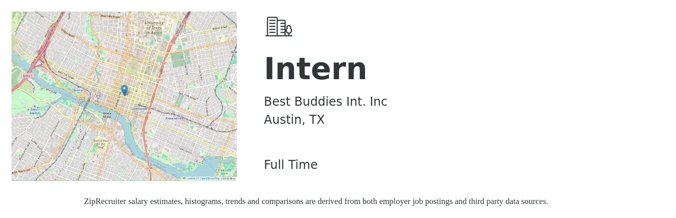 Best Buddies Int. Inc job posting for a Intern in Austin, TX with a salary of $15 to $20 Hourly with a map of Austin location.