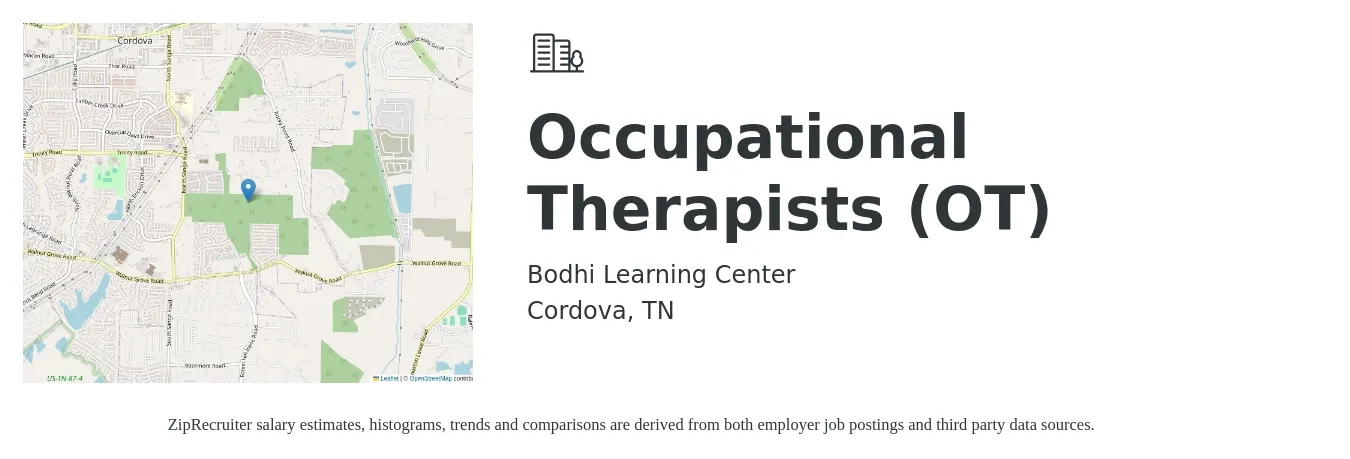 Bodhi Learning Center job posting for a Occupational Therapists (OT) in Cordova, TN with a salary of $36 to $47 Hourly with a map of Cordova location.