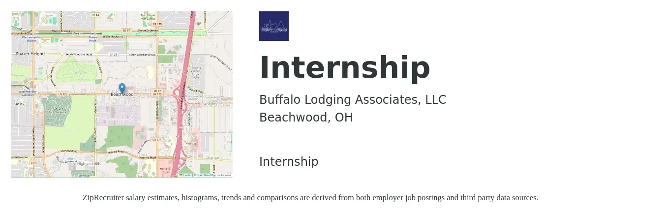 Buffalo Lodging Associates, LLC job posting for a Internship in Beachwood, OH with a salary of $16 to $21 Hourly with a map of Beachwood location.