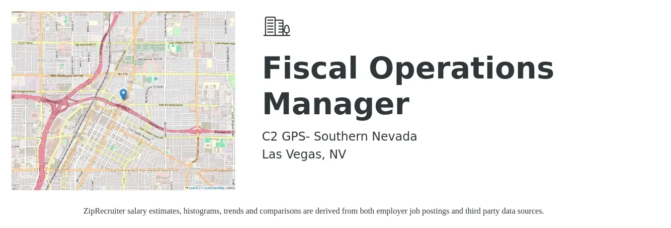 C2 GPS- Southern Nevada job posting for a Fiscal Operations Manager in Las Vegas, NV with a salary of $64,900 to $91,700 Yearly with a map of Las Vegas location.
